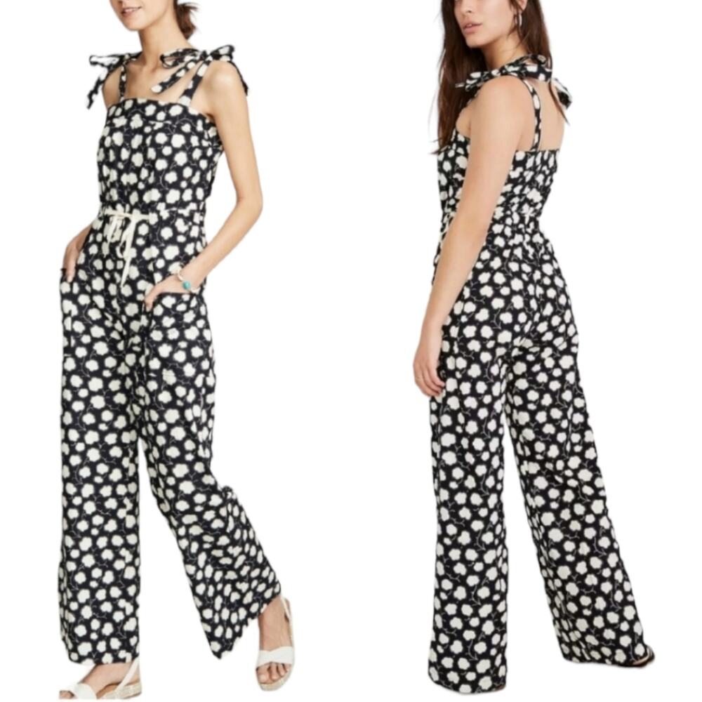 WARM Jessie Cotton Cloud Print Jumpsuit Small Sleeveless Square Neck Wide-Leg